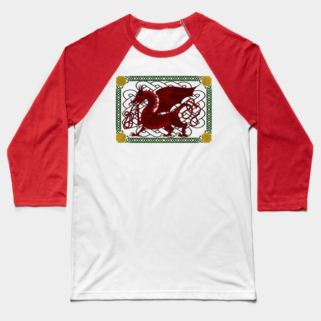 Welsh Dragon - Y Ddraig Goch Baseball T-Shirt by Art of Arklin